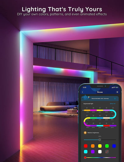 Govee RGBIC LED Strip Lights 100ft, Smart LED Lights Work with Alexa and Google Assistant, WiFi App Control Segmented DIY Multiple Colors, Color Changing Lights Music Sync, LED Lights for Bedroom