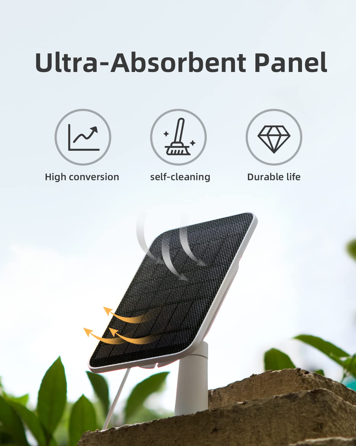 Noorio 2.6W/5V Portable Solar Panel for Security Camera Outdoor Wireless, Solar Battery Charger with 10ft Cable and Adjustable Bracket, IP65 Waterproof