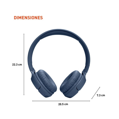 JBL Tune 520BT - Wireless On-Ear Headphones, Up to 57H Battery Life and Speed Charge, Lightweight, Comfortable and Foldable Design, Hands-Free Calls with Voice Aware (Blue)