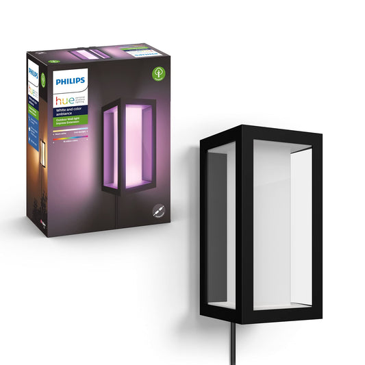 Philips Hue Impress Outdoor Smart Wall Light, Black - 16W, White and Color Ambiance LED Light - 1 Pack - Requires Hue Bridge and Outdoor Power Supply - Control with Hue App and Voice - Weatherproof