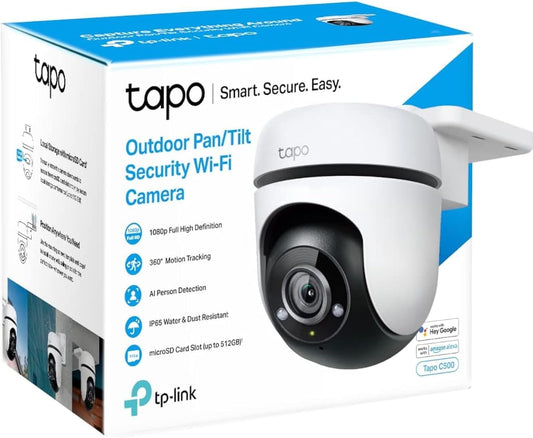 TP-Link Tapo 1080p Pan/Tilt Outdoor Wired Security Wi-Fi Camera, 360° Visual Coverage, Up to 98ft Night Vision, Motion/Person Detection, Physical Privacy Mode, Works w/Alexa &Google Home(Tapo C500)