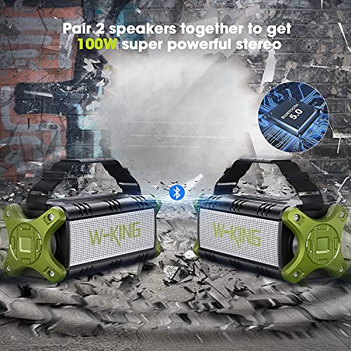 Bluetooth Speaker, W-KING (90W Peak) 50W Deep Bass Portable Speakers Bluetooth Wireless for 40H Playtime, IPX6 Waterproof Outdoor Bluetooth Speakers Loud Stereo Sound, Speaker with TF-Card/AUX/NFC/EQ