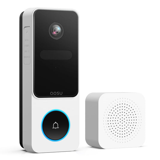 AOSU Doorbell Camera Wireless - Head-to-Toe View, Intelligent Package Detection, 2.4G Wi-Fi Video Doorbell with Chime, No Monthly Fees, Smart Human Detection, Works with Alexa and Google Assistant