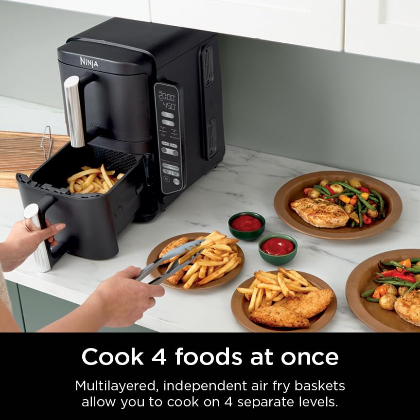 Ninja DoubleStack 2-Basket Air Fryer, DoubleStack Technology Cooks 4 Foods at Once, Space Saving Design, 8 QT, 6-in-1 SL201C (Canadian Version)