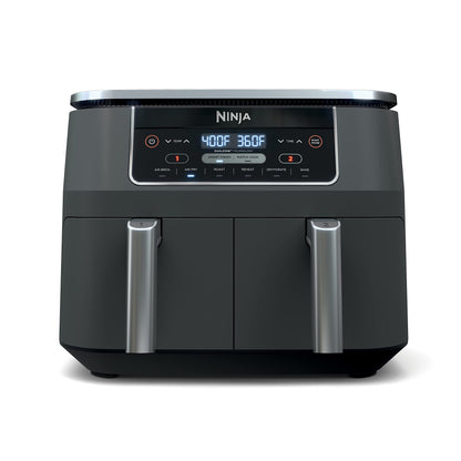 Ninja Foodi 6-in-1 8-qt. (7.6L) 2-Basket Air Fryer DualZone Technology, Match Cook & Smart Finish to Roast, Broil, Dehydrate & More for Quick, Easy Meals, Slate Grey (DZ201C) Canadian Version