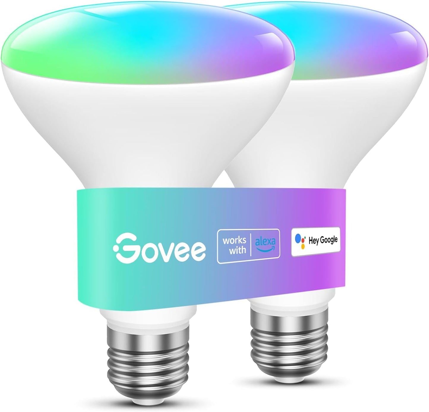 Govee Smart Light Bulbs, 1200 Lumens Dimmable BR30 Bulbs, RGBWW Color Changing Light Bulbs, WiFi & Bluetooth LED Bulbs, 16 Million Colors, Music Sync, Compatible with Alexa, Google Assistant, 2 Pack