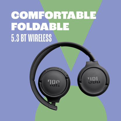 JBL Tune 520BT - Wireless On-Ear Headphones, Up to 57H Battery Life and Speed Charge, Lightweight, Comfortable and Foldable Design, Hands-Free Calls with Voice Aware (Blue)