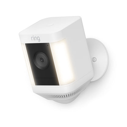 Ring Spotlight Cam Plus, Battery | Two-Way Talk, Colour Night Vision, and Security Siren (2022 release) - White