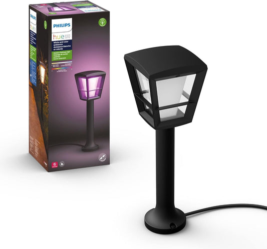 Philips Hue White & Color Ambiance Econic Outdoor Pedestal Extension, Smart LED Outdoors Lights (Hue Hub Required, Works with Alexa, Apple Homekit & Google Assistant), Black