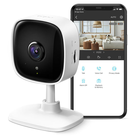 TP-Link Tapo 2K Indoor Home Security WiFi Camera, Up to 30ft Night Vision, Privacy Mode, Sound & Light Alarm, Up to 256 GB microSD Card Slot, Two-Way Audio, Works w/Alexa and Google (Tapo C110)