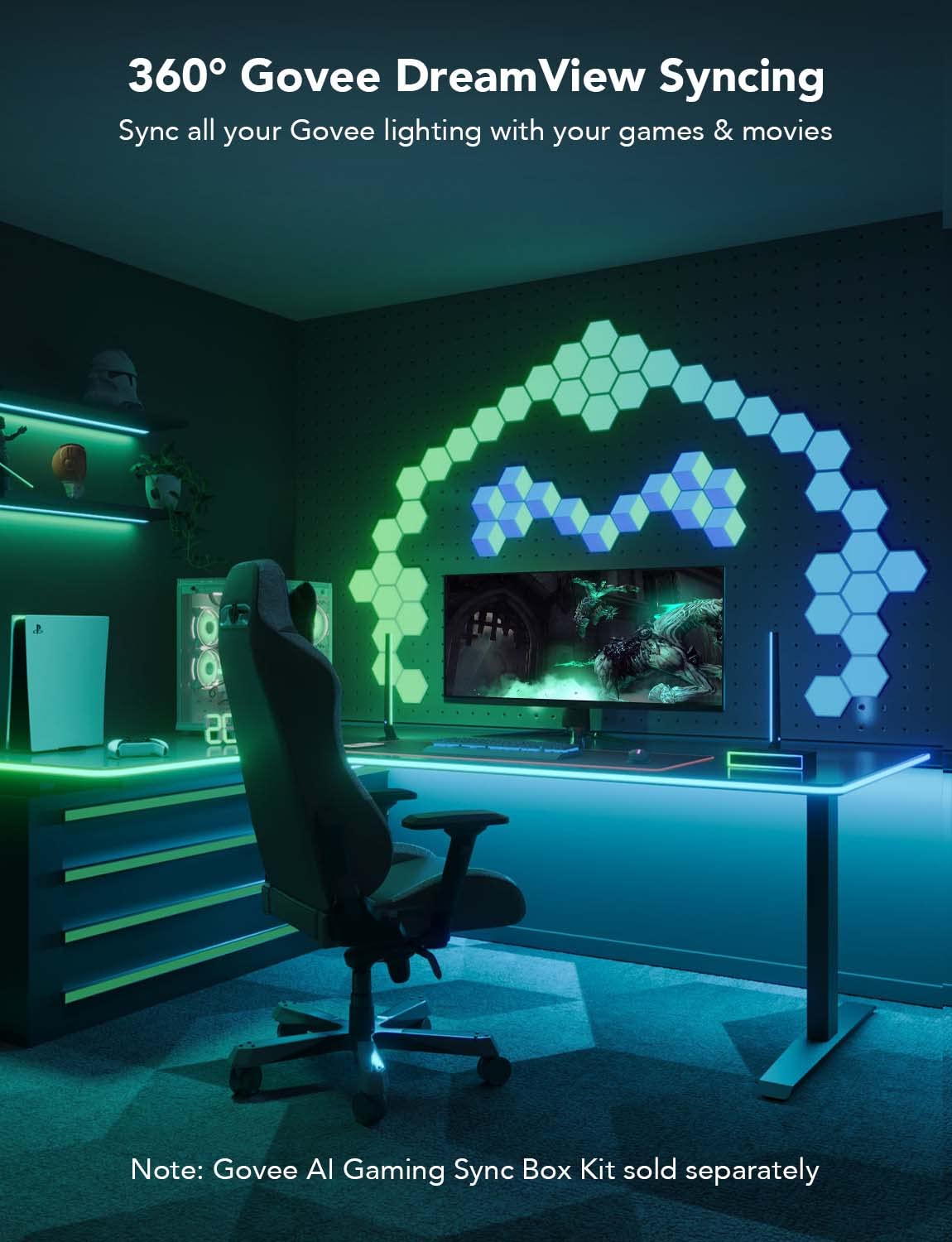 Govee RGBIC Gaming Lights, 10ft Neon Rope Lights Soft Lighting for Gaming Desks, LED Strip Lights Syncing with Razer Chroma, Support Cutting, Smart App Control, Music Sync