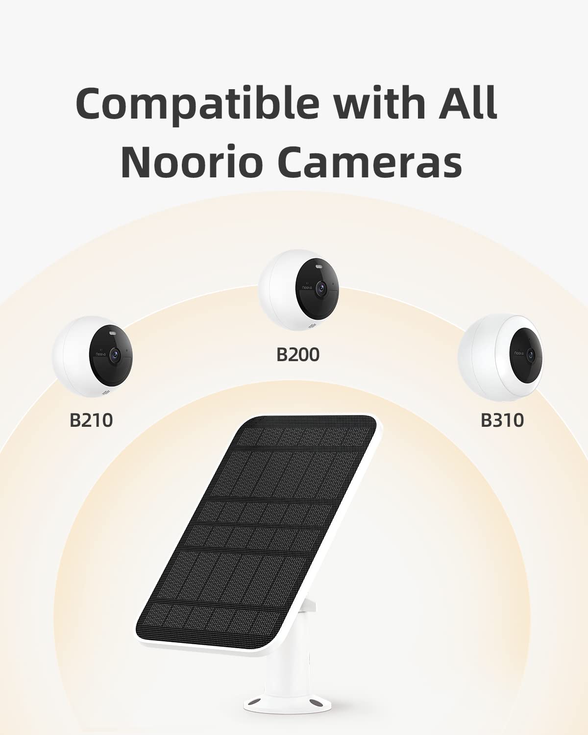 Noorio 2.6W/5V Portable Solar Panel for Security Camera Outdoor Wireless, Solar Battery Charger with 10ft Cable and Adjustable Bracket, IP65 Waterproof