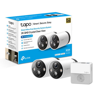 TP-Link Tapo 2K QHD Outdoor Wire-Free Security Camera System, Up to 180 Day Battery, Color Night Vision w/Starlight Sensor, Motion Detection, Works w/Alexa&Google Home (Tapo C420S2)