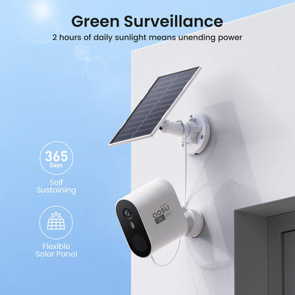 AOSU Solar Security Cameras Wireless Outdoor - Camera Surveillance for Home Security System, 166° Wide View, No Monthly Fee, 32GB Homebase Station, Support 2.4G/5G WiFi, 2K Night Vision, 4-Cam Kit