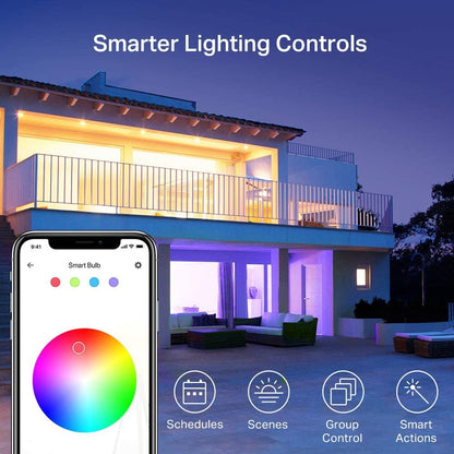 Kasa Smart Light Bulbs, Full Colour Changing Dimmable Smart WiFi Bulbs Compatible with Alexa and Google Home, A19, 9W 800 Lumens,2.4Ghz only, No Hub Required, 4-Pack (KL125P4), Multicolour