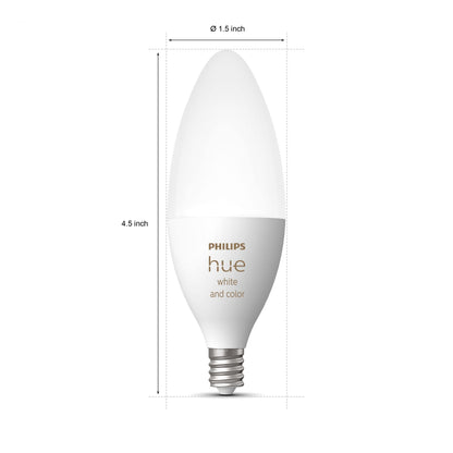 Philips Hue Smart 40W B39 Candle-Shaped LED Bulb - White and Color Ambiance Color-Changing Light - 1 Pack - 450LM - E12 - Control with Hue App - Works with Alexa, Google Assistant and Apple Homekit