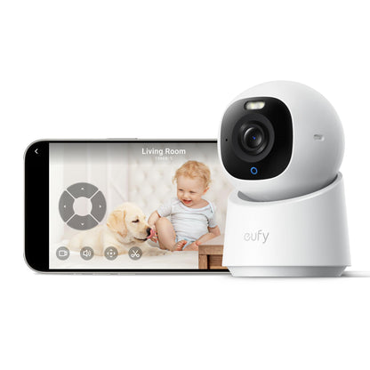 eufy Indoor Cam E30, Latest Generation, 4K UHD Security Camera, 360 Pan-Tilt, Color Night Vision, Al Detection for Human/Pet/Audio/Crying, Human/Pet Auto Tracking, Works with Homekit