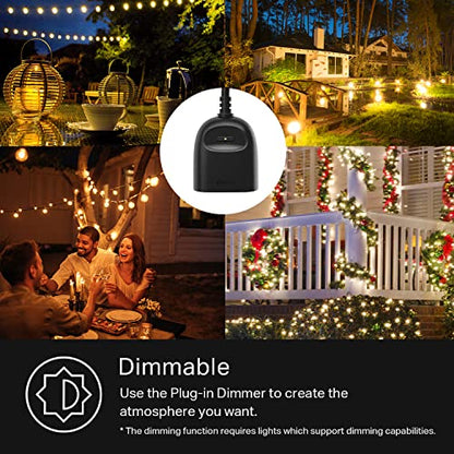 Kasa Smart Outdoor Dimmer Plug by TP-Link (KP405) - IP64 Waterproof Plug for Outdoor String Lights, Works with Alexa, Long Wi-Fi Range, 2.4GHz WiFi Required, No Hub Required, ETL Certified Black