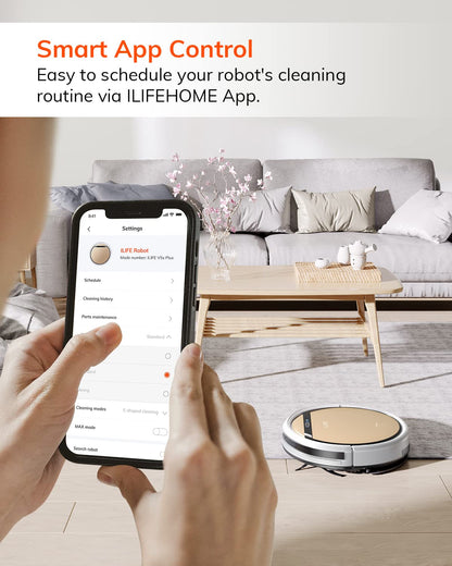 ILIFE V5s Plus Robot Vacuum and Mop Combo with Wi-Fi/App/Alexa, Automatic Self-Charging Robotic Vacuum Cleaner, Slim and Quiet, Cleans Hard Floors Carpets and Pet Hair (V5s Pro Upgrade Version)