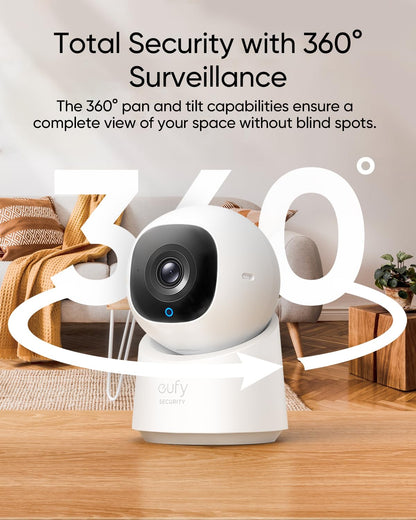 eufy Security Indoor Cam C210, 1080P Resolution Security Camera with 360° PTZ, Plug-in Security Indoor Camera with Wi-Fi, Human/Motion AI, Ideal for Home Security