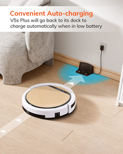 ILIFE V5s Plus Robot Vacuum and Mop Combo with Wi-Fi/App/Alexa, Automatic Self-Charging Robotic Vacuum Cleaner, Slim and Quiet, Cleans Hard Floors Carpets and Pet Hair (V5s Pro Upgrade Version)