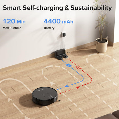 Robot Vacuum Cleaner Robot Vacuum and Mop Combo with 4000Pa Suction, Personalized Cleaning Adjustments, Self-Charging Robotic Vacuum Cleaner, Advanced Obstacle Avoidance (Gray Black)