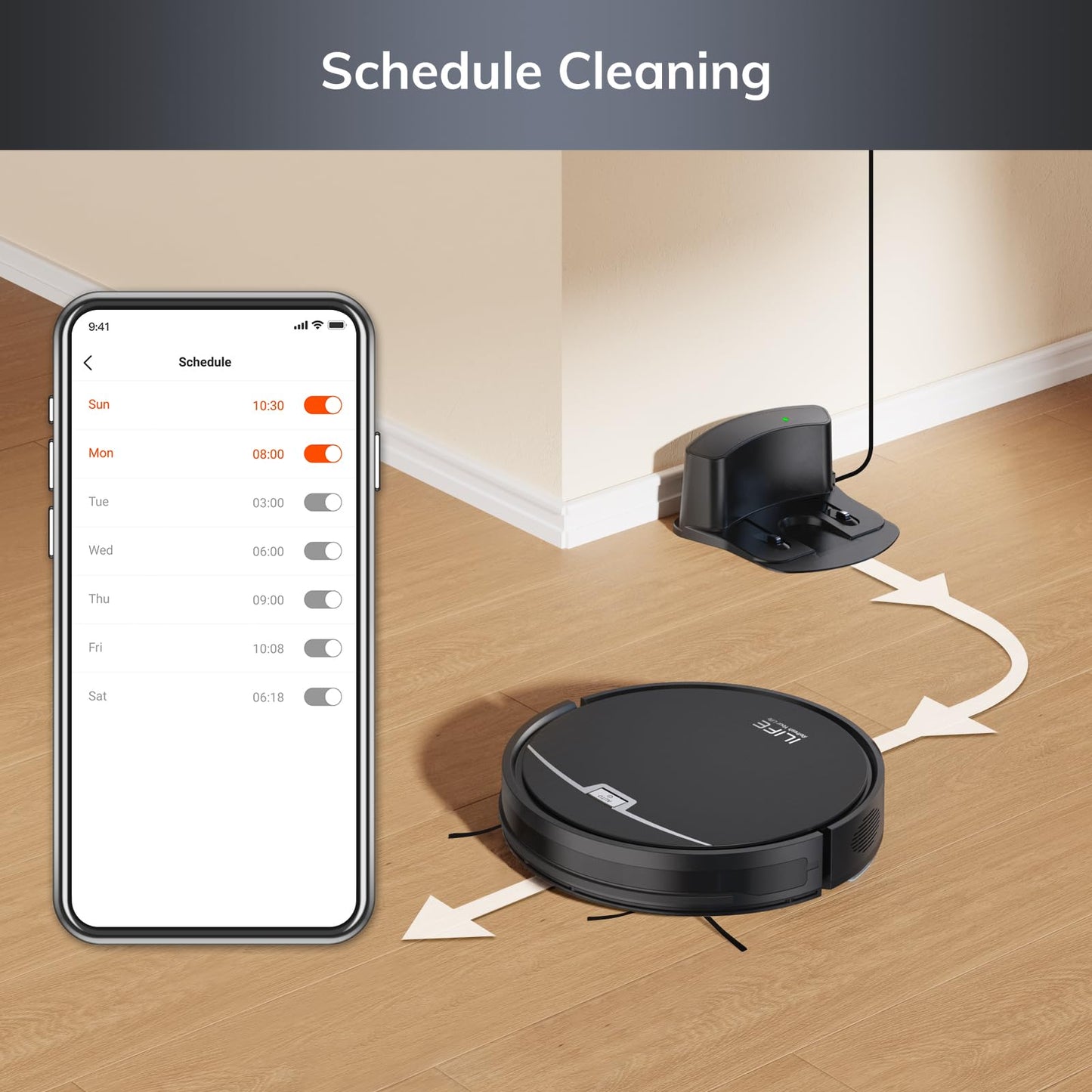 ILIFE V9 Pro Robot Vacuum and Mop Combo, Self-Emptying, 3000Pa Strong Suction Robot Vacuum Cleaner, Gyro Navigation, App/Alexa Control, Tangle-Free, for Pet Hair and Hard Floors, Black