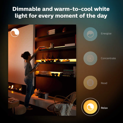 Philips Hue Indoor 3-Foot Smart LED Light Strip Plus Extension - Color-Changing Single-Color Effect - Requires Base Kit - Control with Hue App - Works with Alexa, Google Assistant and Apple HomeKit