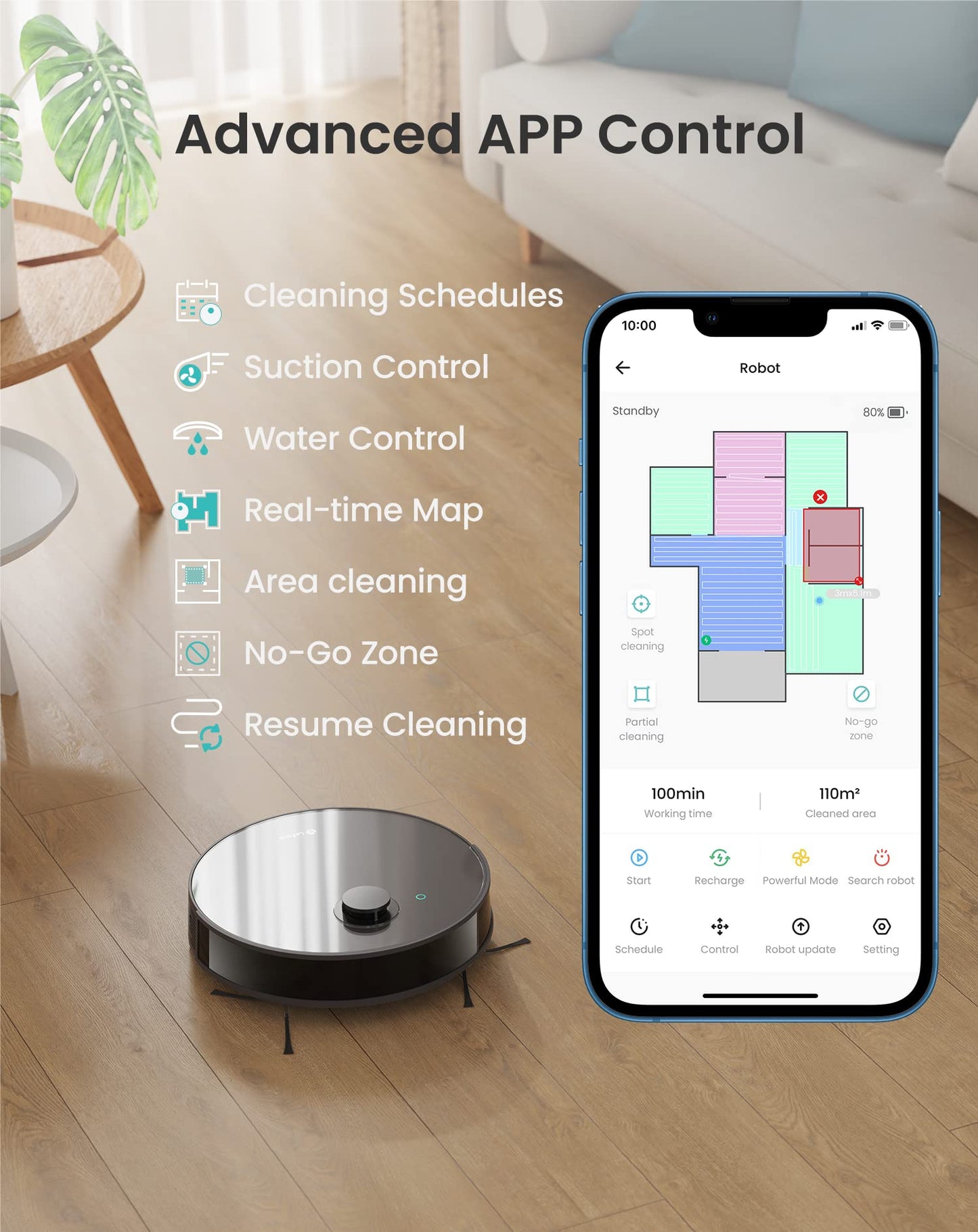 Lefant N3 Robot Vacuum and Mop, LIDAR Navigation, No-Go&No-Mop Zones, 5000Pa Suction & Sonic Mopping, 200 Min Runtime, Multi-Level Mapping, Fully Customized Cleaning, Ideal for Carpets and Pet Hair