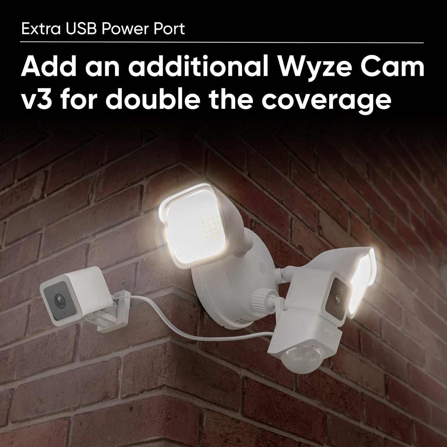 Wyze Cam Floodlight with 2600 Lumen LEDs, Wired 1080p HD IP65 Outdoor Smart Security Camera, Color Night Vision, 270-Degree Customizable Motion Detection, 105dB Siren, and Two-Way Audio