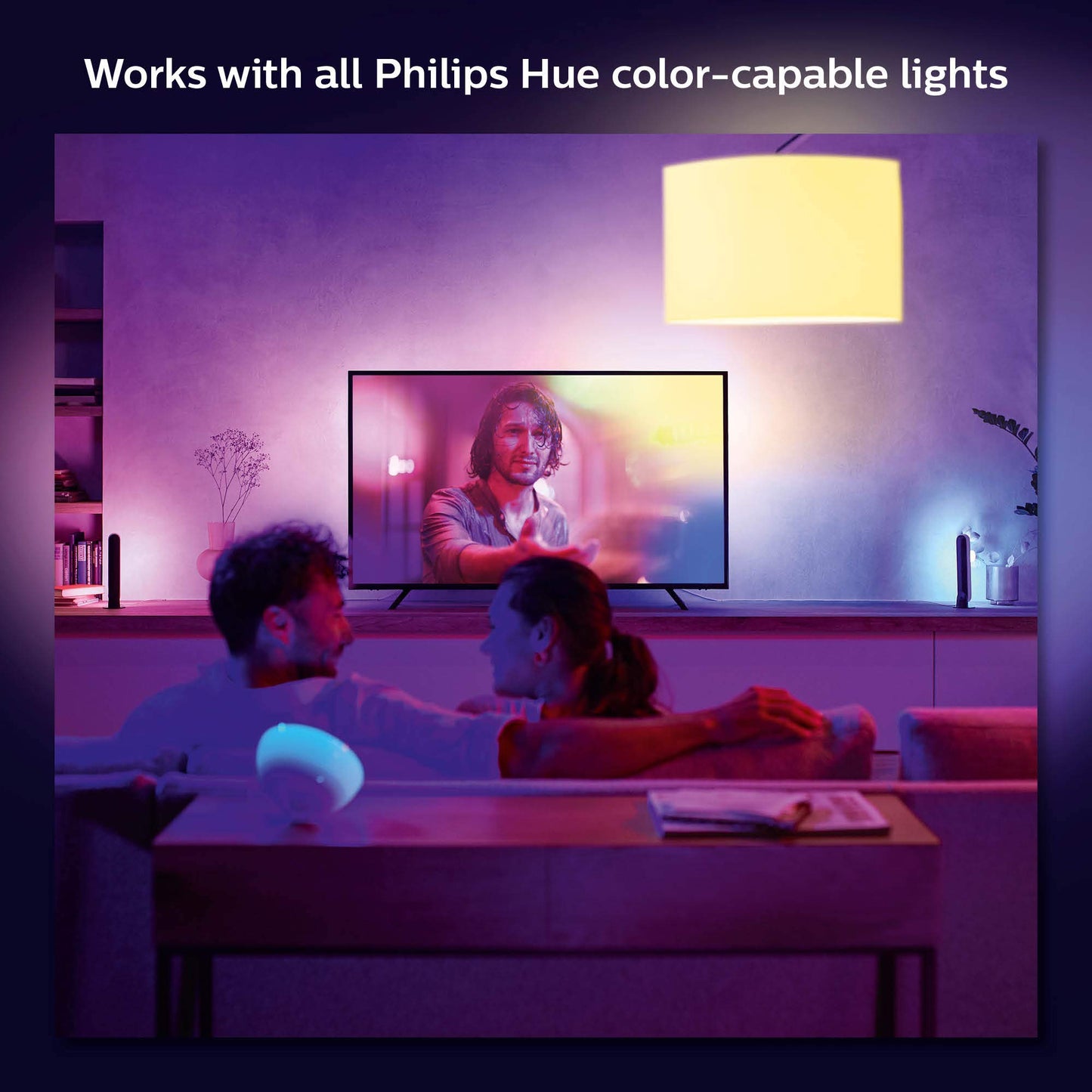 Philips Hue 55" Smart TV Light Strip - White and Color Ambiance LED Color-Changing TV Backlight - Sync with TV, Music, and Gaming - Requires Bridge and Sync Box - Control with App or Voice Assistant