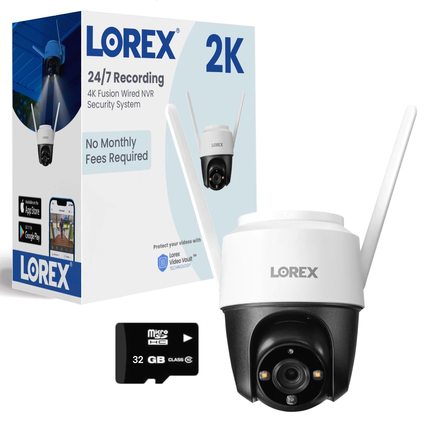 Lorex 2K Pan-Tilt Indoor/Outdoor WiFi Security Camera - Home Security Camera with 360 View Auto-Tracking, Color Night Vision, Person Detection, Warning Light/Siren - Surveillance Camera w/Phone App