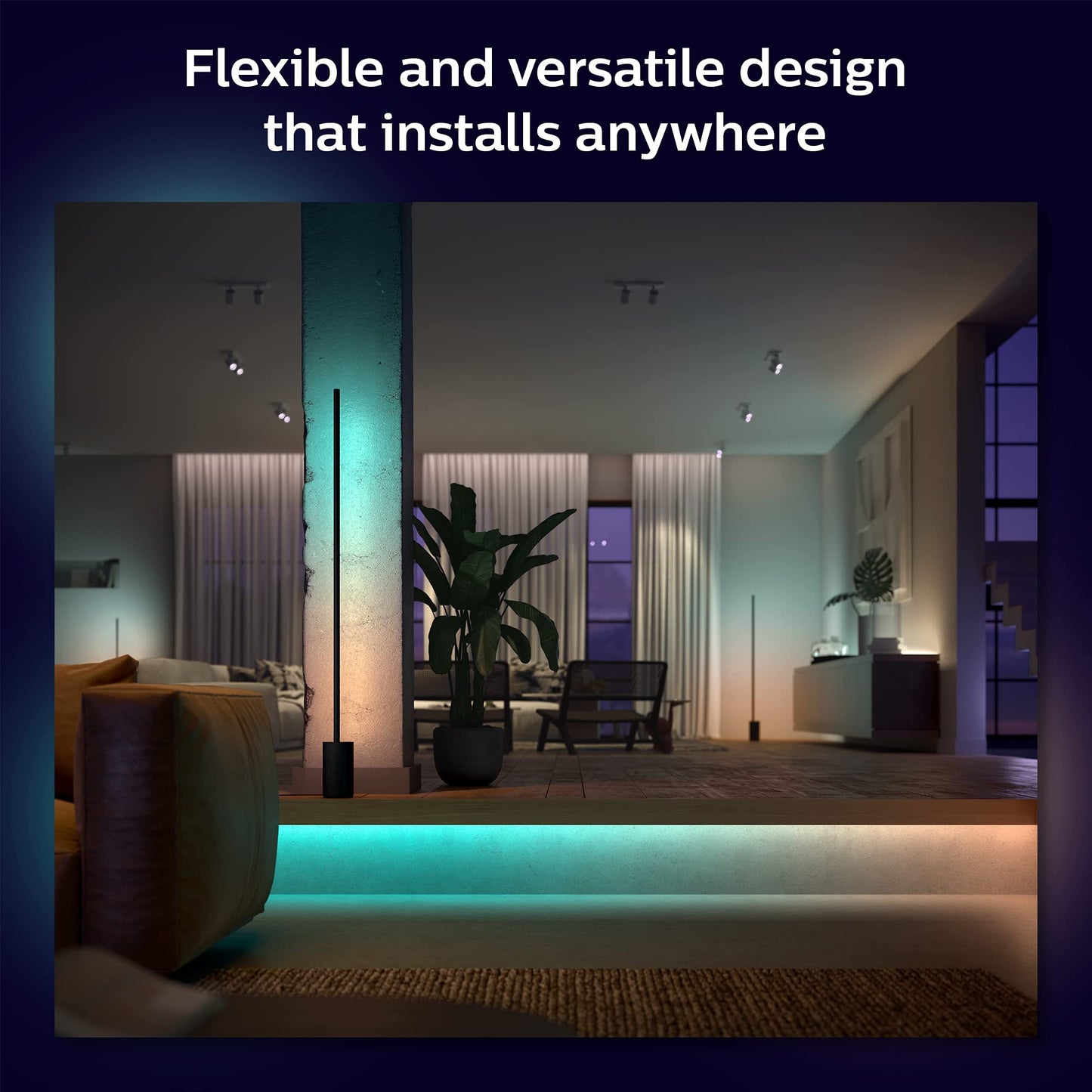 Philips Hue Indoor 6-Foot Smart LED Light Strip Base Kit with Plug - Flowing Multicolor Effect - 1 Pack - Control with Hue App - Works with Alexa, Google Assistant and Apple HomeKit