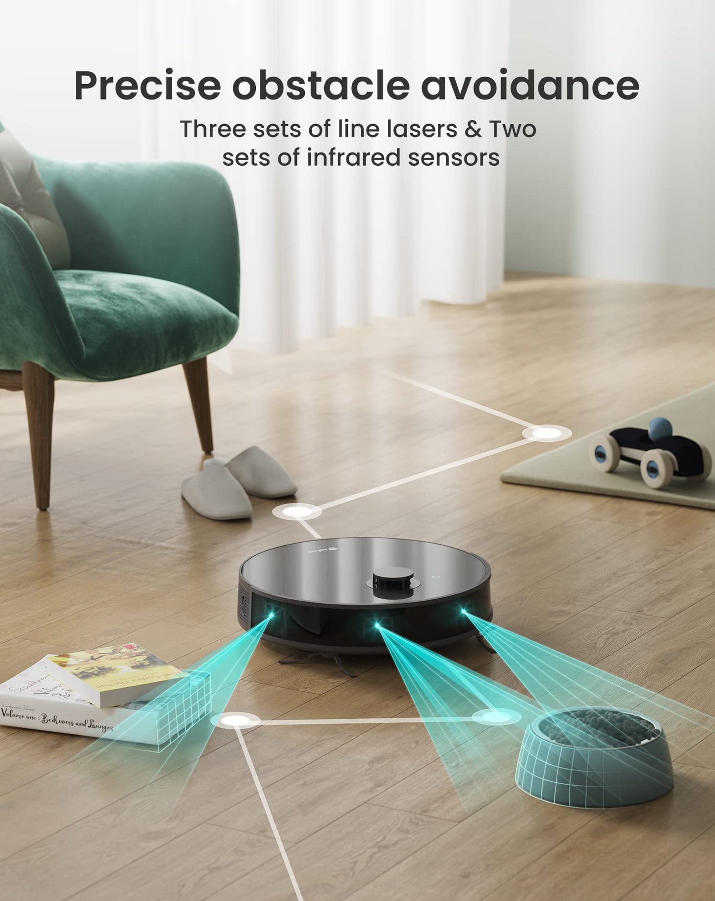 Lefant N3 Robot Vacuum and Mop, LIDAR Navigation, No-Go&No-Mop Zones, 5000Pa Suction & Sonic Mopping, 200 Min Runtime, Multi-Level Mapping, Fully Customized Cleaning, Ideal for Carpets and Pet Hair