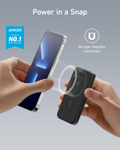 Anker Magnetic Portable Charger, 5,000 mAh Wireless Portable Charger with USB-C Cable, Battery Pack Only Compatible with Magsafe, iPhone 15/15 Pro/15 Pro Max, iPhone 14/13/12 Series