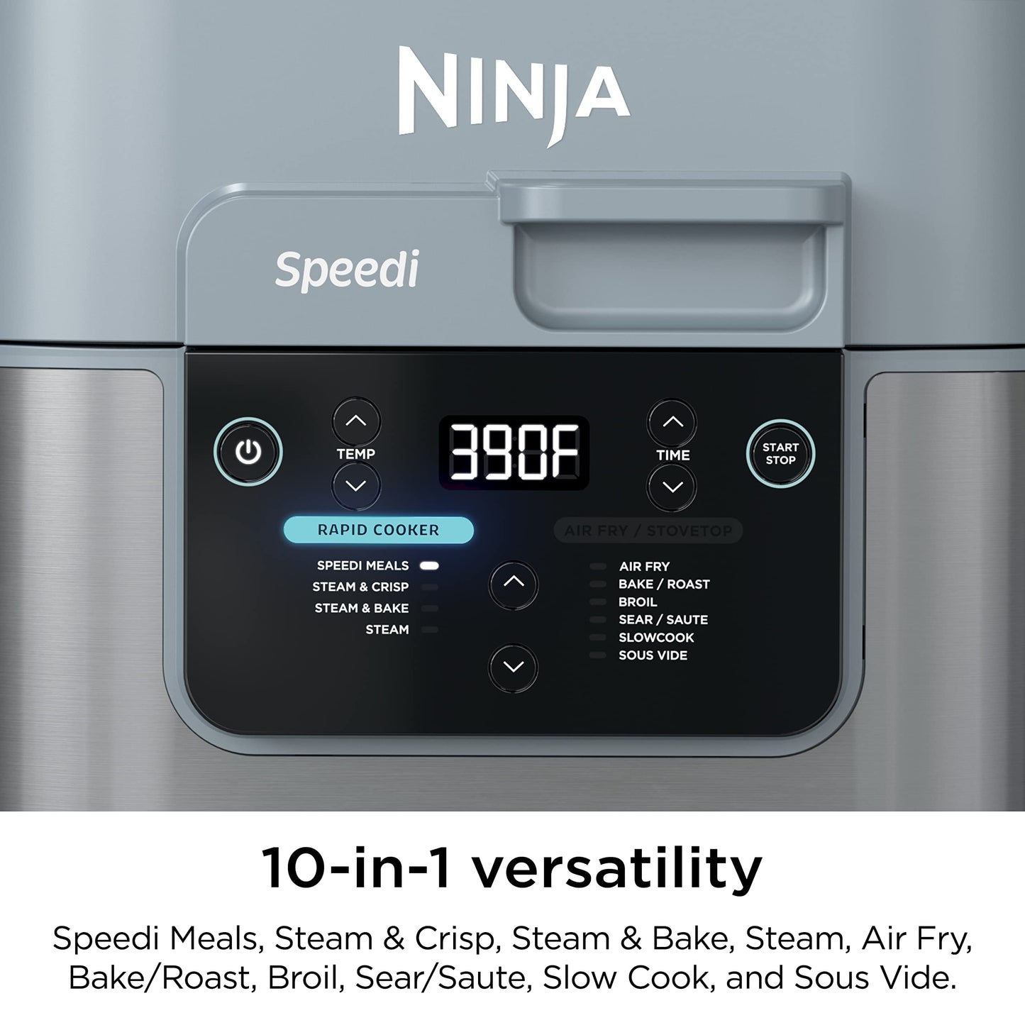 Ninja SF300C Speedi Rapid Cooker & Air Fryer, 6-Quart Capacity, 10-in-1 Functions to Bake, Roast, Sear, Sauté, Slow Cook, Souse Vide & More, 15-Minute Speedi Meals All In One Pot, Sea Salt Grey