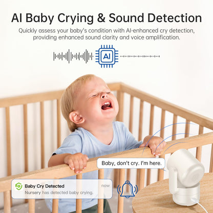 SYMYNELEC 5GHz/2.4GHz Indoor Security WiFi Camera, Smart Baby & Pet Monitor with One-Touch Call 360° AI Human Motion Tracking Cry Detection 2K 4MP PTZ IR Night Vision 2-Way Talk Siren Works with Alexa