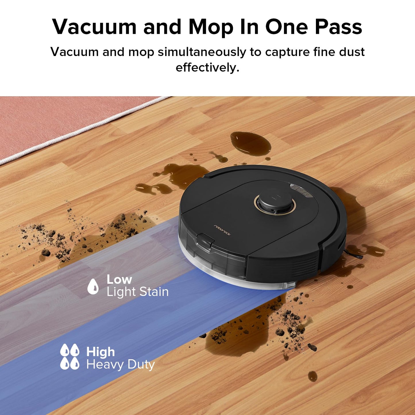 roborock Q5 Pro Robot Vacuum and Mop Combo, DuoRoller Brush, 5500Pa Suction, LiDAR Navigation, Robotic Vacuum Cleaner with 770ml Large Dustbin, 240 min Runtime, Smart No-Go Zone, Perfect for Pet Hair