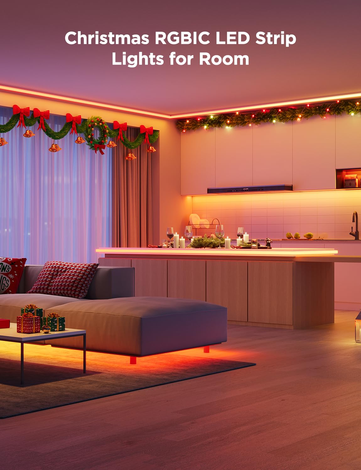 Govee RGBIC LED Strip Lights 16.4ft with Covers, Smart LED Lights Work with Alexa and Google Assistant, LED Diffuser Channel with LED Lights for Bedroom, Skirting Lines, Studio, Cabinet