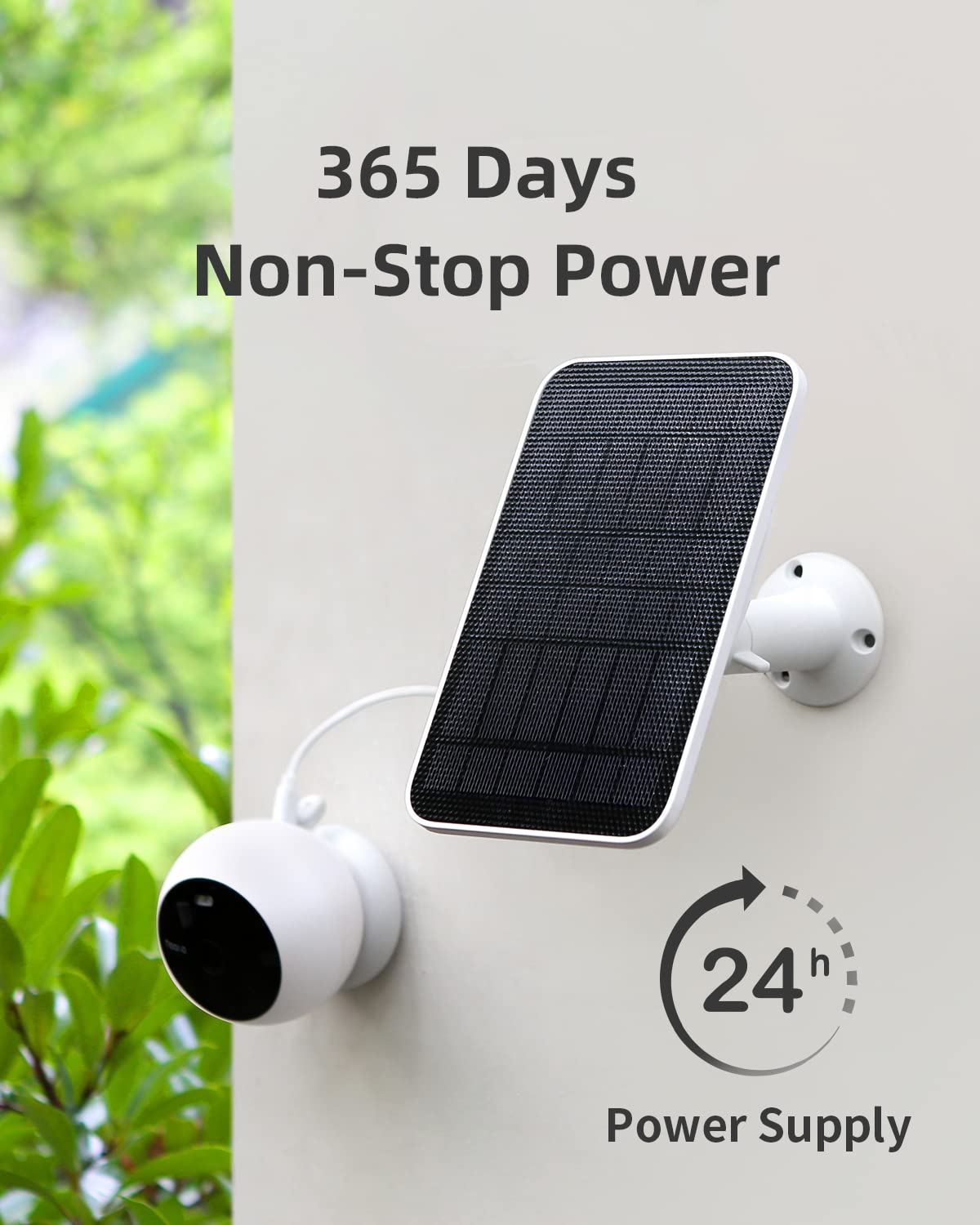 Noorio 2.6W/5V Portable Solar Panel for Security Camera Outdoor Wireless, Solar Battery Charger with 10ft Cable and Adjustable Bracket, IP65 Waterproof