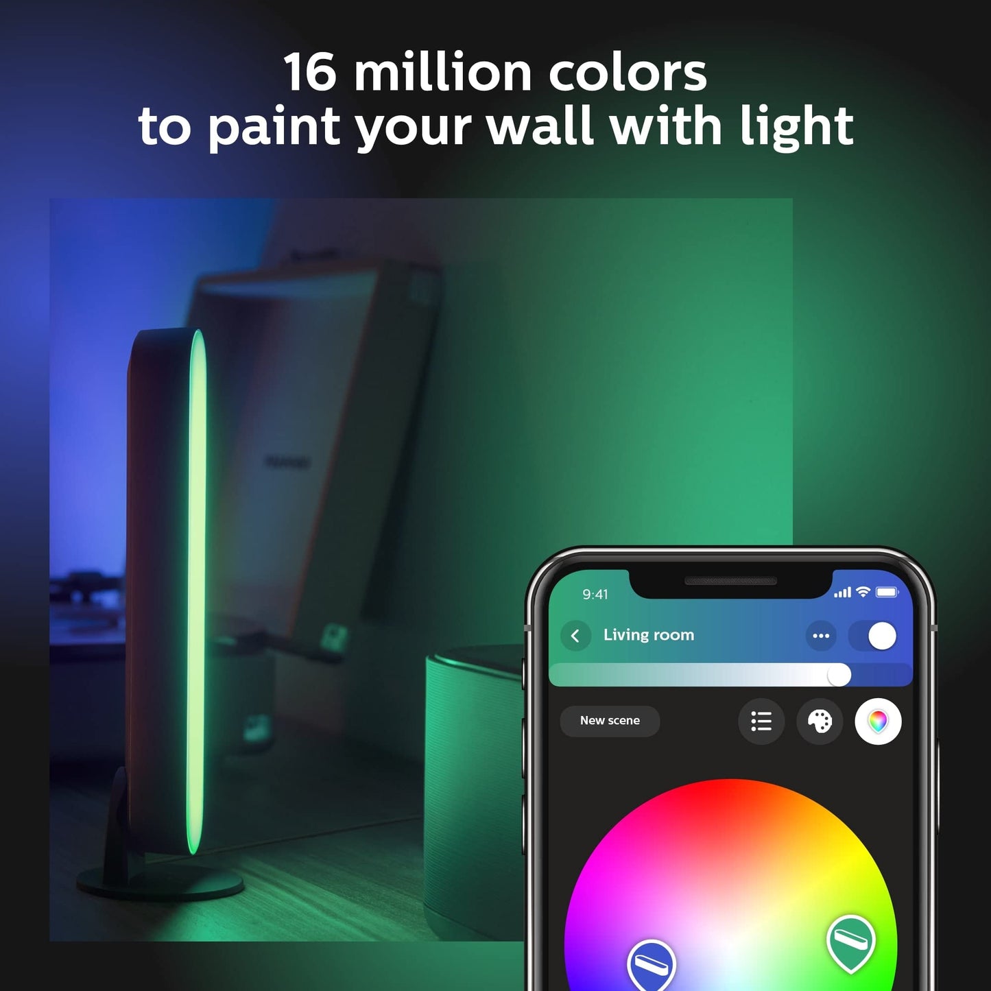 Philips Hue Smart Play Light Bar Base Kit, White - White & Color Ambiance LED Color-Changing Light - 1 Pack - Requires Bridge - Control with App - Works with Alexa, Google Assistant and Apple HomeKit