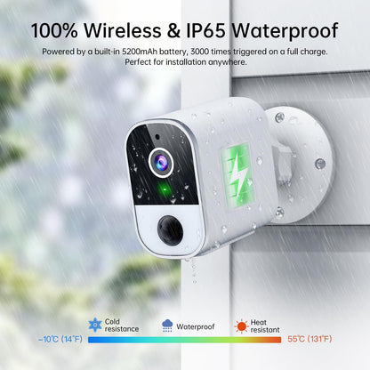 Security Cameras Wireless Outdoor, 2K 4MP QHD Battery Powered WiFi Cameras for Home Security with AI Human Motion Detection Thermal Sensing Siren Alarm 2-Way Talk IP65 Waterproof Cloud/SD Storage