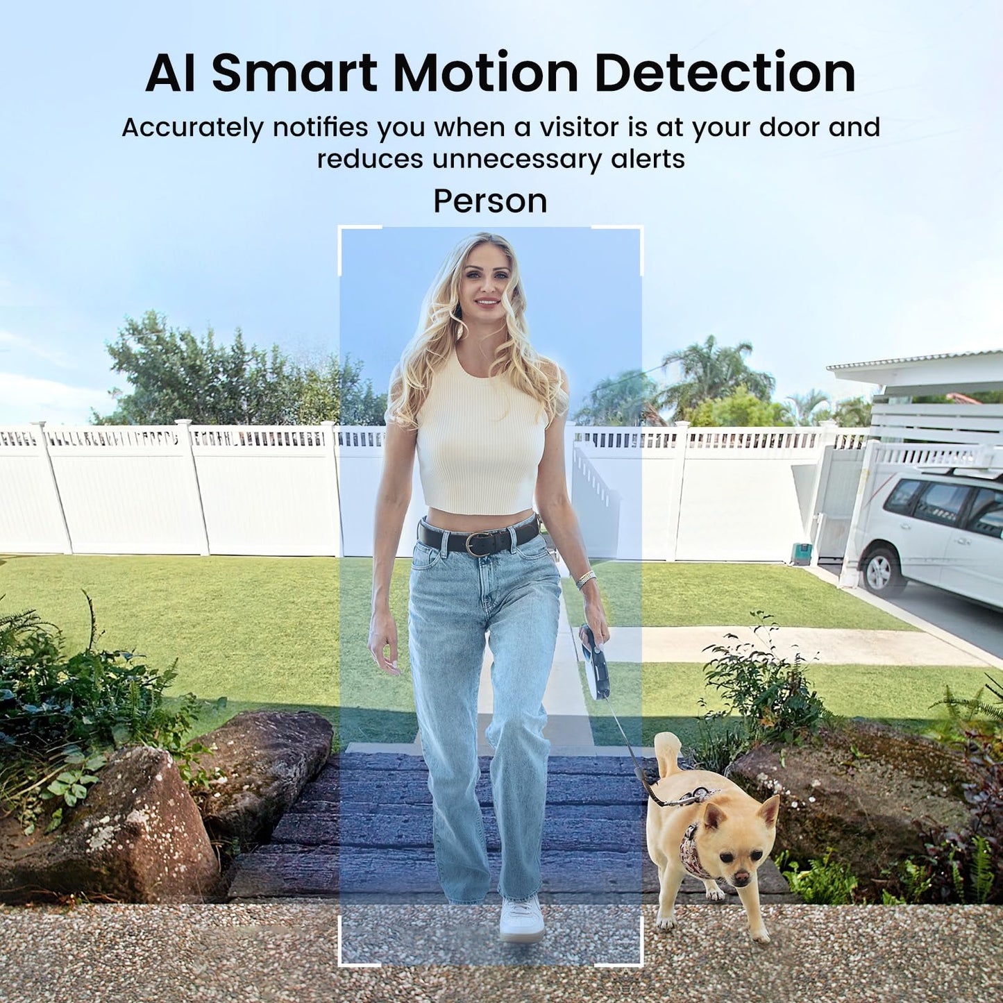 AOSU Doorbell Camera Wireless - Head-to-Toe View, Intelligent Package Detection, 2.4G Wi-Fi Video Doorbell with Chime, No Monthly Fees, Smart Human Detection, Works with Alexa and Google Assistant