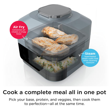 Ninja SF300C Speedi Rapid Cooker & Air Fryer, 6-Quart Capacity, 10-in-1 Functions to Bake, Roast, Sear, Sauté, Slow Cook, Souse Vide & More, 15-Minute Speedi Meals All In One Pot, Sea Salt Grey