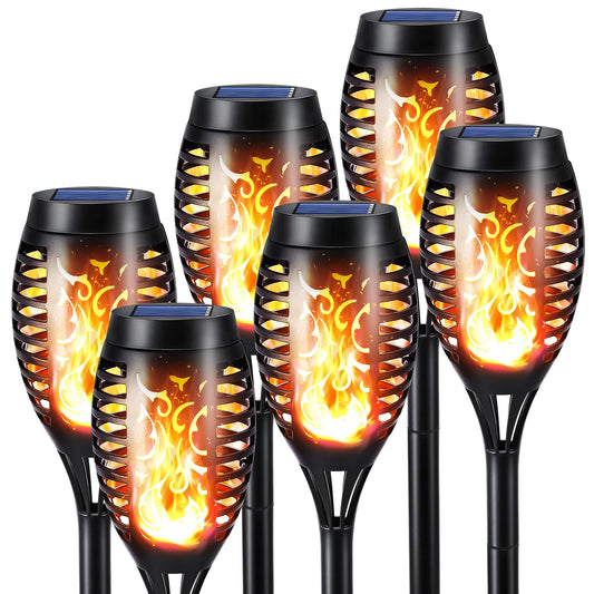 Toodour Solar Flame Torch Lights, 6 Pack Solar Lights Outdoor with Flickering Flame, Waterproof Solar Pathway Lights Landscape Decoration Lighting for Garden, Lawn, Patio, Yard, Outdoor Decorations