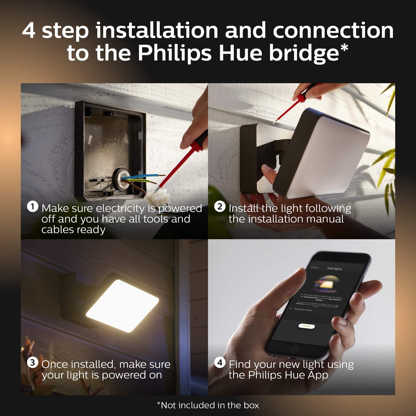 Philips Hue Discover Outdoor Smart Flood Light Fixture, Black - 15W, White and Color Ambiance LED Color-Changing Light - 1 Pack - Requires Hue Bridge - Control with Hue App and Voice - Weatherproof