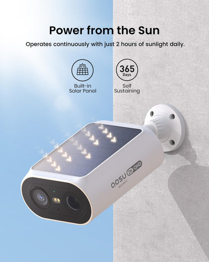 AOSU Solar Security Cameras Wireless Outdoor, 2 Cam-Kit, No Monthly Fees, Local Storage, Home Security Cameras System with Integrated Solar Panel, Easy Setup, 2K Color Night Vision, 5G & 2.4G WiFi