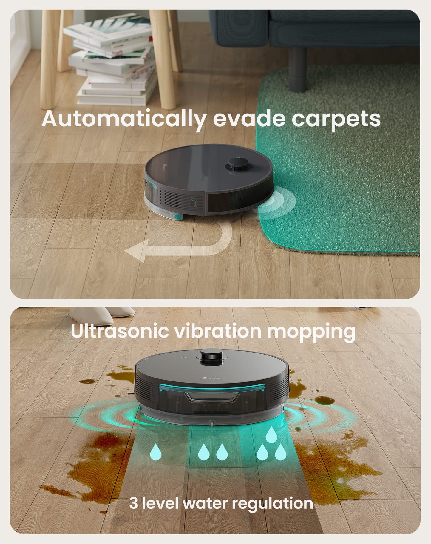 Lefant N3 Robot Vacuum and Mop, LIDAR Navigation, No-Go&No-Mop Zones, 5000Pa Suction & Sonic Mopping, 200 Min Runtime, Multi-Level Mapping, Fully Customized Cleaning, Ideal for Carpets and Pet Hair