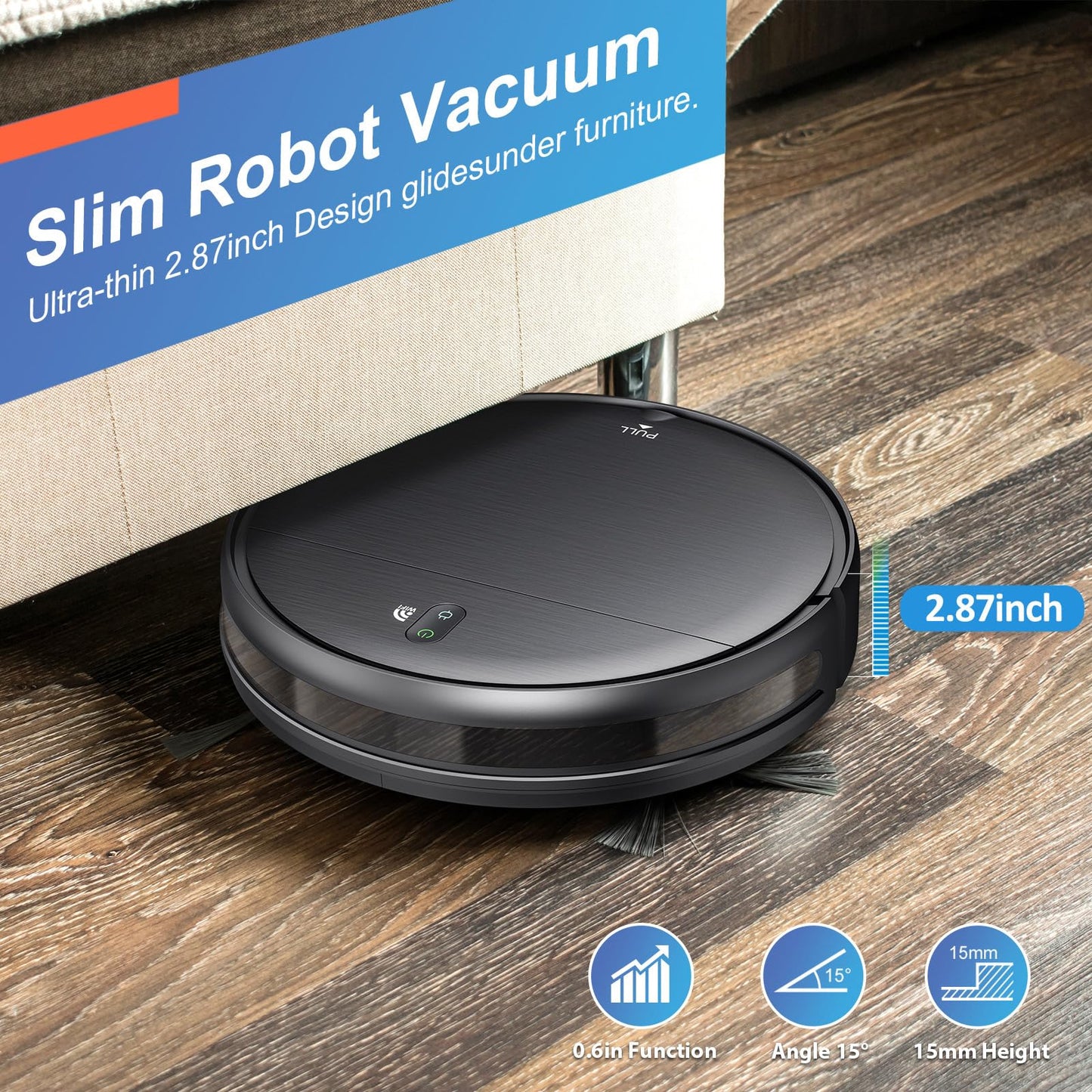 Robot Vacuum and Mop Combo, WiFi/App, Robotic Vacuum Cleaner with Schedule, 2 in 1 Mopping Robot Vacuum with Watertank and Dustbin, Self-Charging, Slim, Ideal for Hard Floor, Pet Hair, Carpet