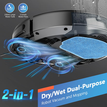 Robot Vacuum and Mop Combo, WiFi/App, Robotic Vacuum Cleaner with Schedule, 2 in 1 Mopping Robot Vacuum with Watertank and Dustbin, Self-Charging, Slim, Ideal for Hard Floor, Pet Hair, Carpet